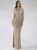Lara 29602 - V Neck Beaded Long Sleeve Dress