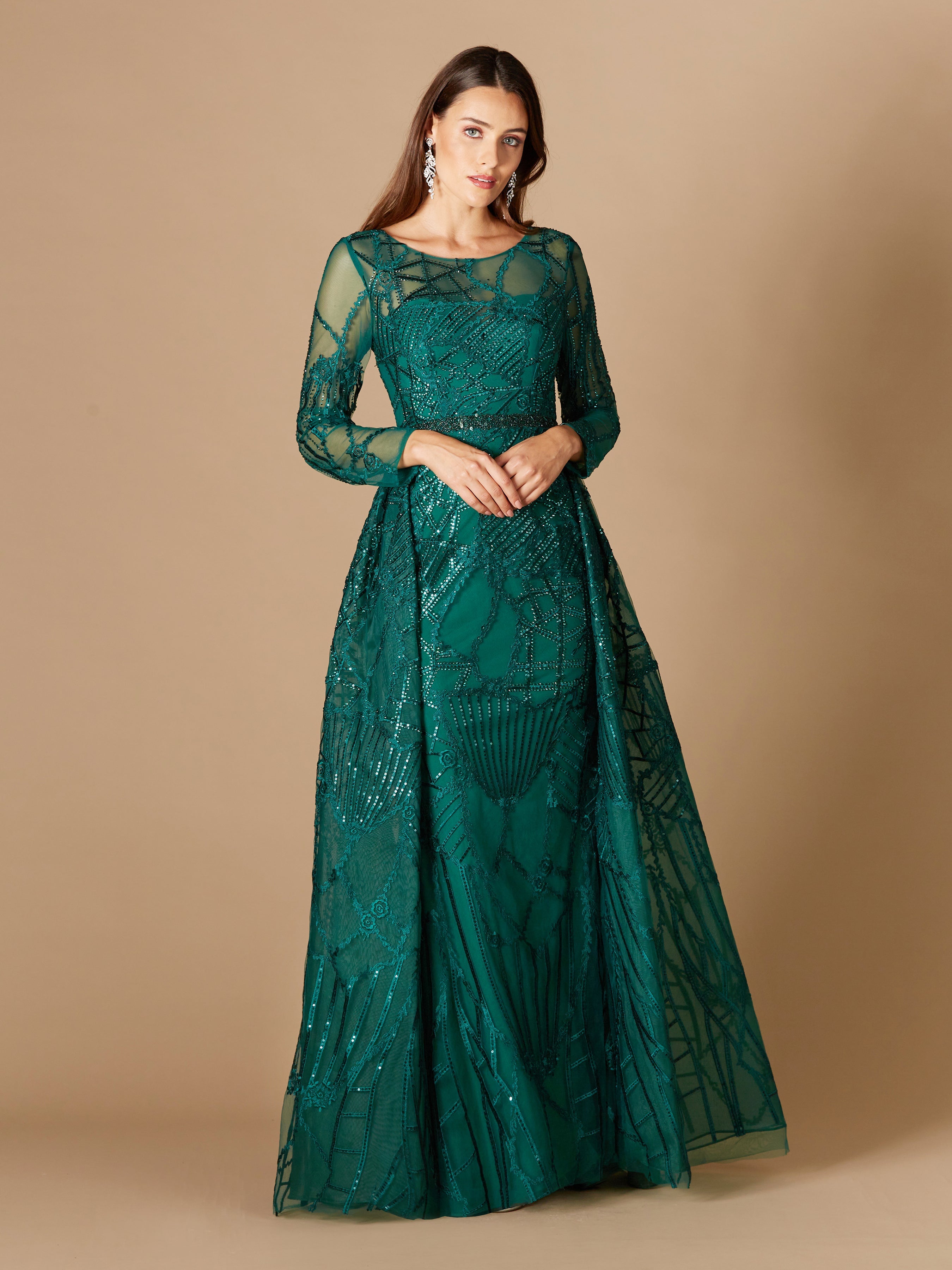 Lara 29633 - Gorgeous Overskirt Dress with Long Sleeves