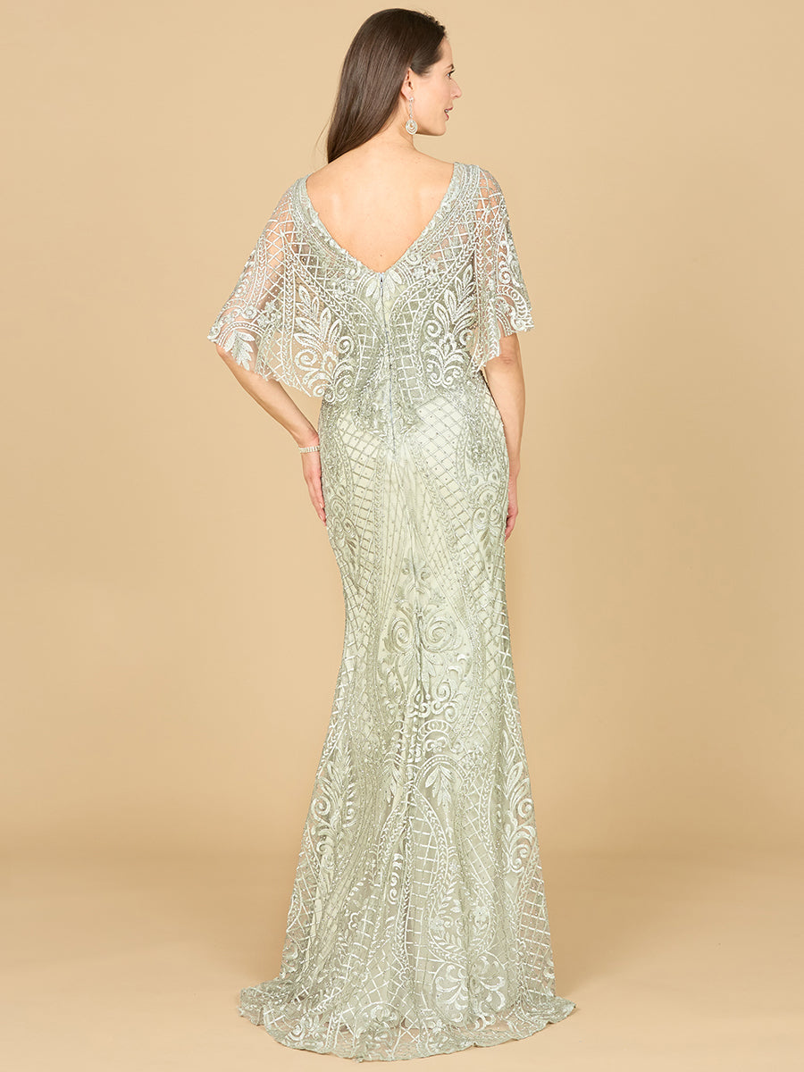 Lara 29673 - Cape Sleeve Mermaid Gown