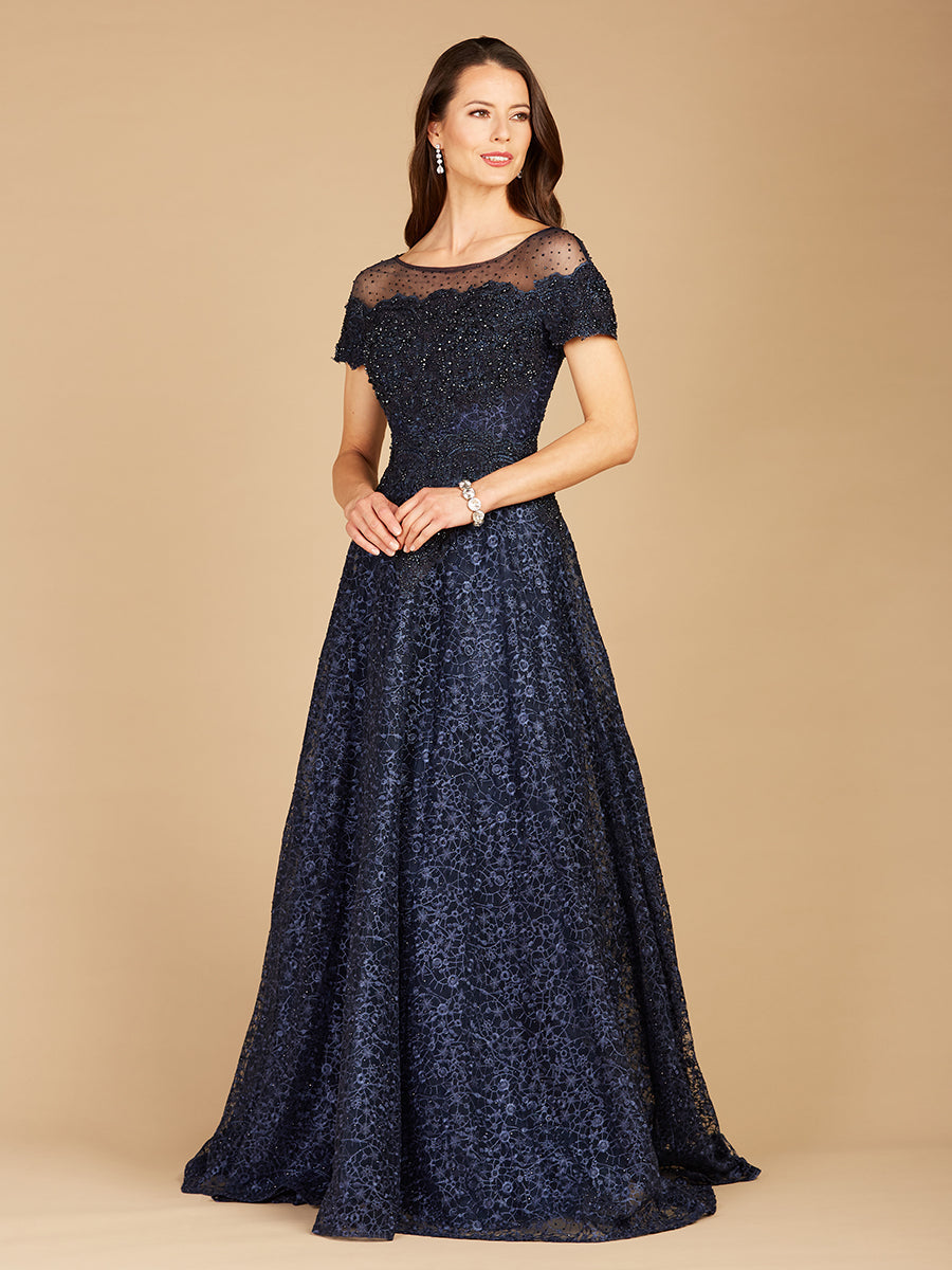 Lara 29765 - Sheer Off Shoulder Ball Gown
