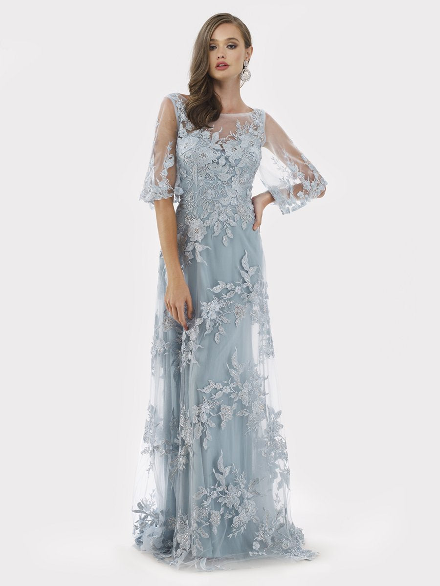 Cape Sleeves A-line Lace Gown
