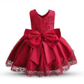 NNJXD Baby Girl Pageant Party Dress Bowknot-Toddler Birthday/Wedding Gown 060 Burgundy-Size(80)/1 Year - # BAAA51110003