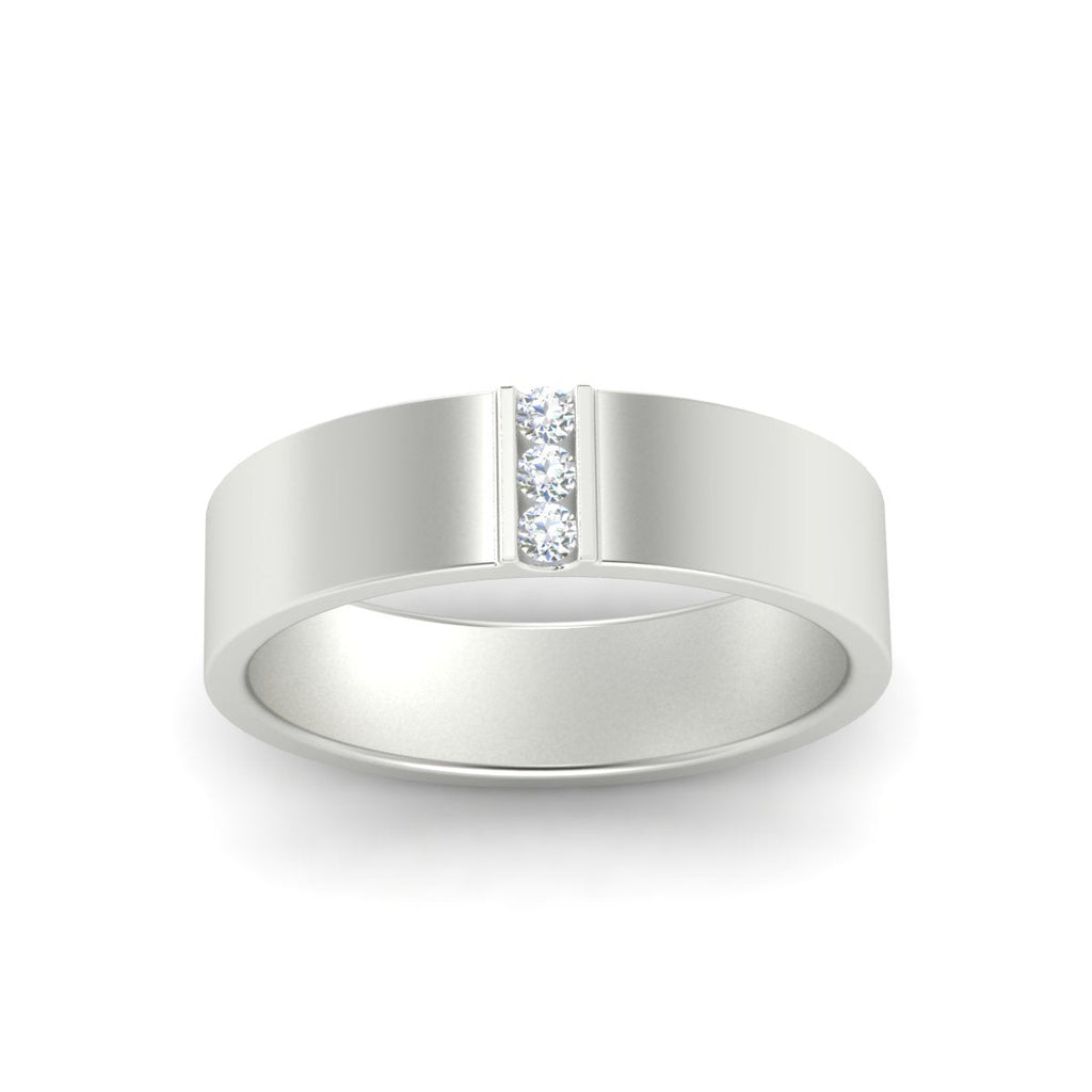 3 Stone Mens Flat Gemstone Band