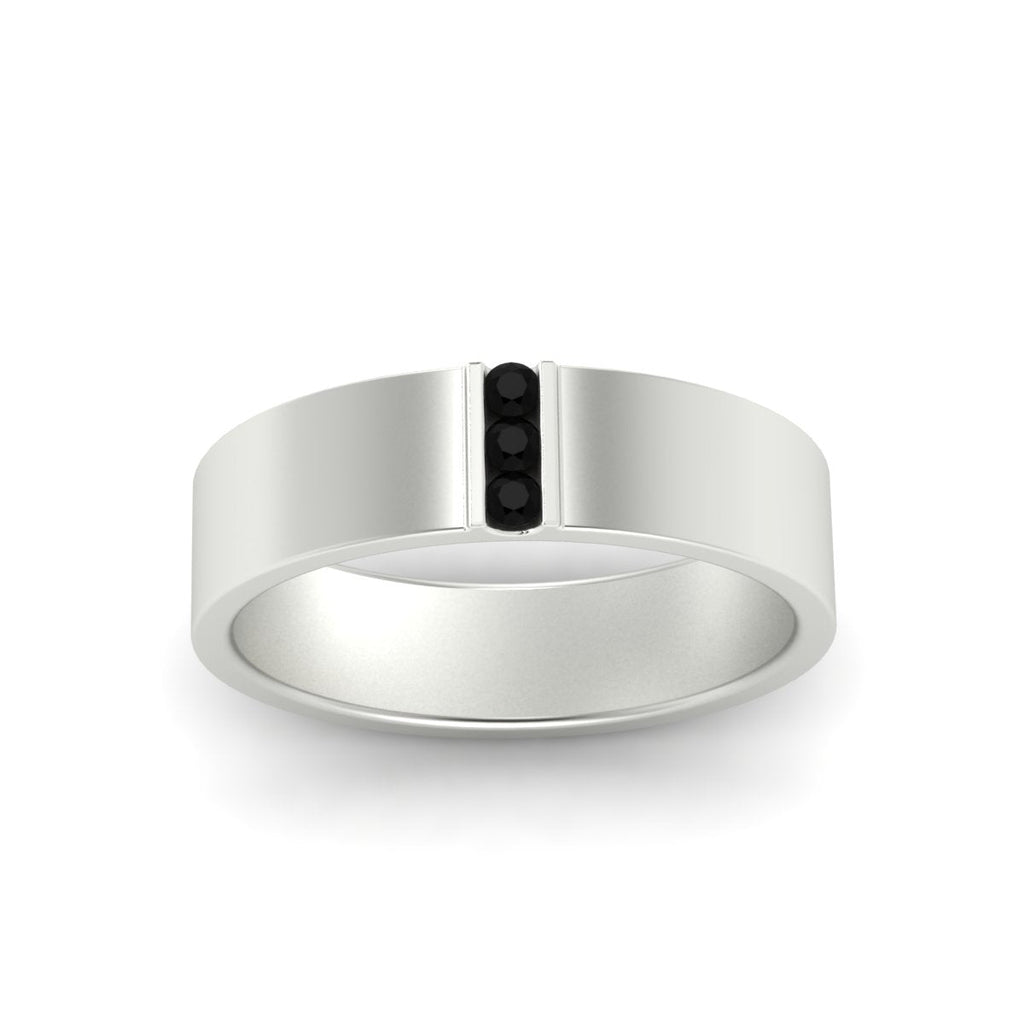 3 Stone Mens Flat Gemstone Band