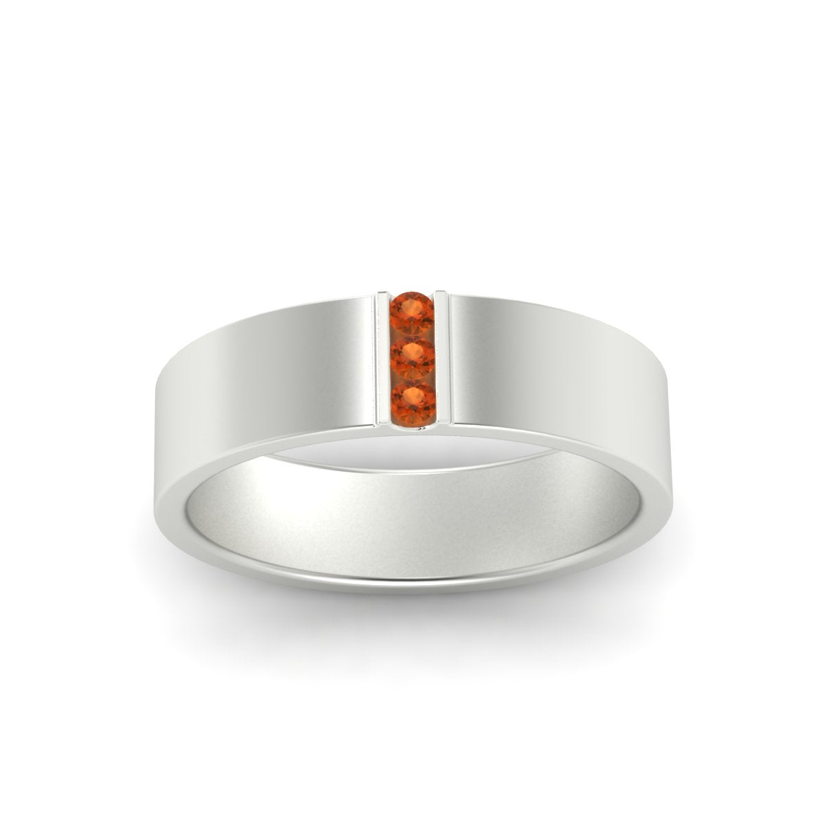 3 Stone Mens Flat Gemstone Band