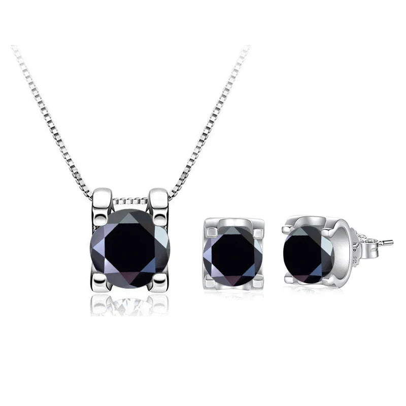 3ct D-Color Moissanite Necklace & Earrings Set Sterling Silver 925 Bridal Gift