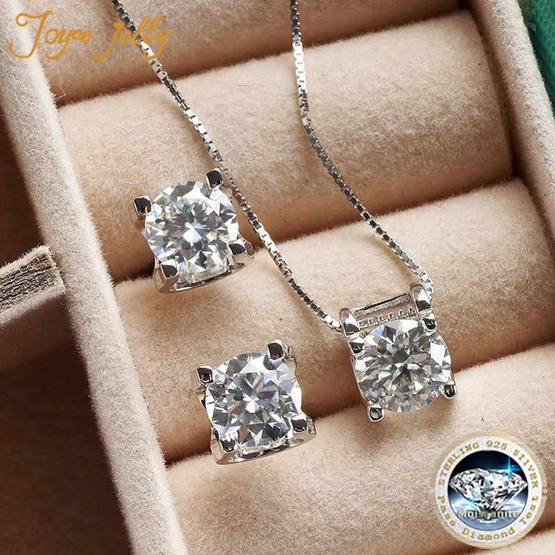 3ct D-Color Moissanite Necklace & Earrings Set Sterling Silver 925 Bridal Gift