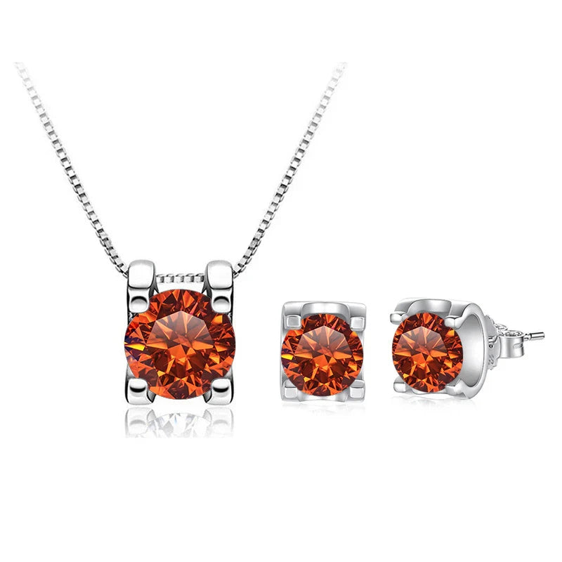 3ct D-Color Moissanite Necklace & Earrings Set Sterling Silver 925 Bridal Gift