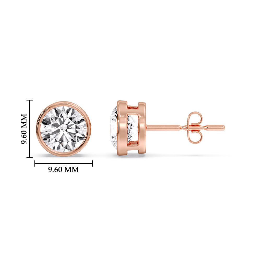 Round Cut Stud Bezel Set Earring