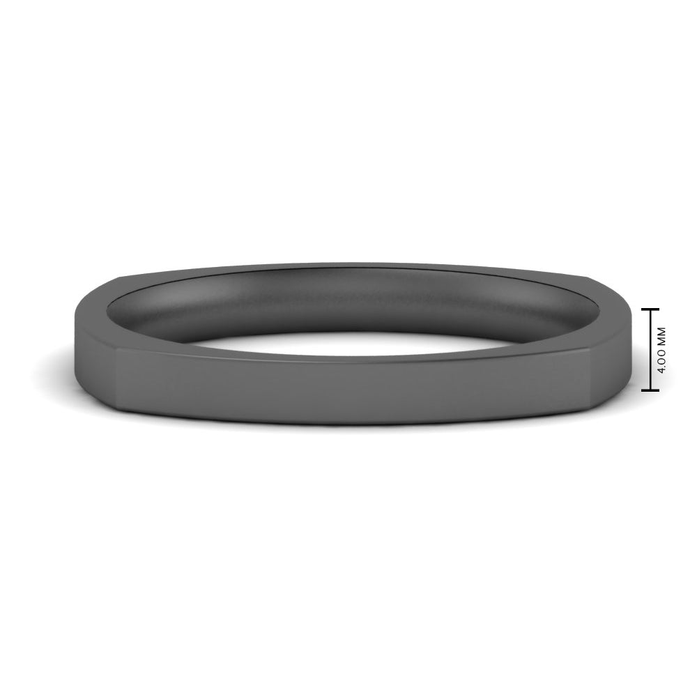 4 mm Square Comfort Fit Mens Wedding Band