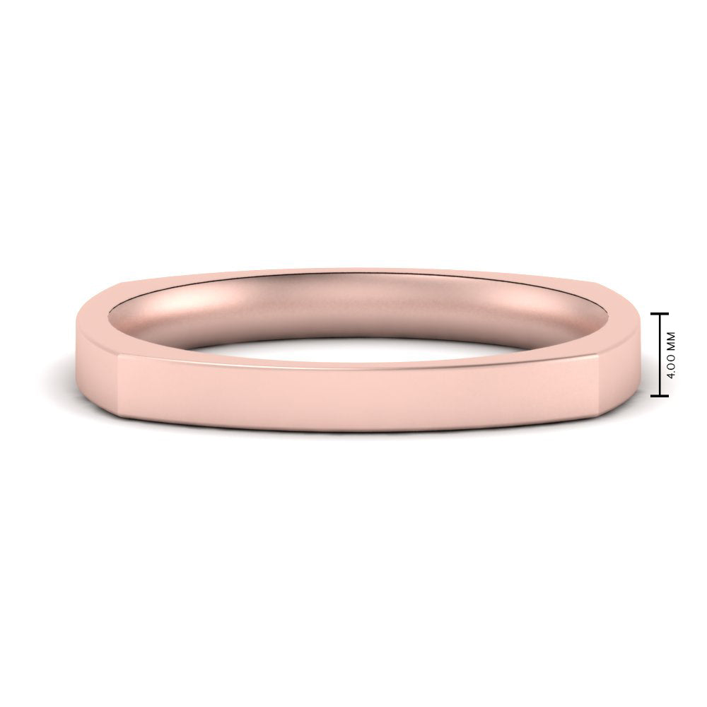 4 mm Square Comfort Fit Mens Wedding Band