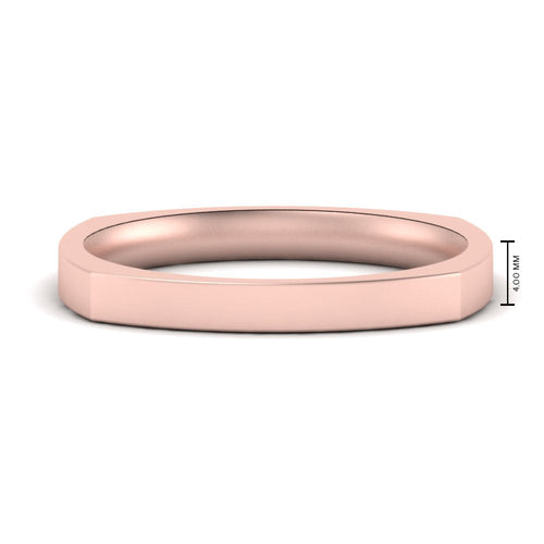 4 mm Square Comfort Fit Mens Wedding Band