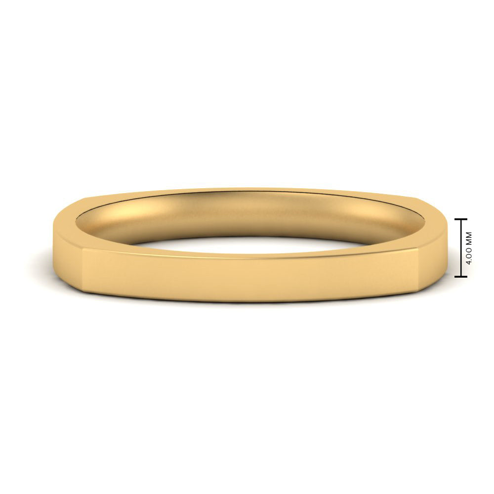 4 mm Square Comfort Fit Mens Wedding Band