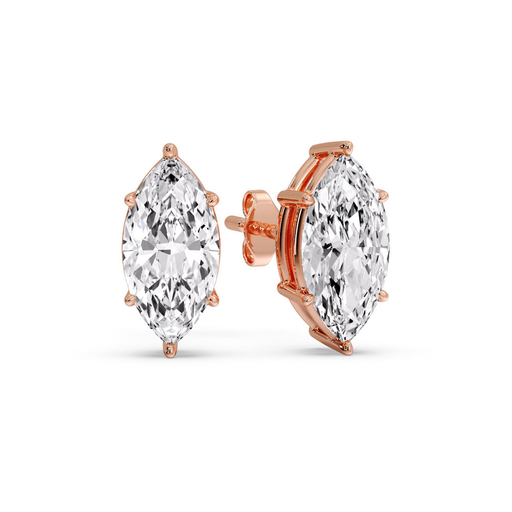 Marquise Diamond 6 Prong Stud Earrings