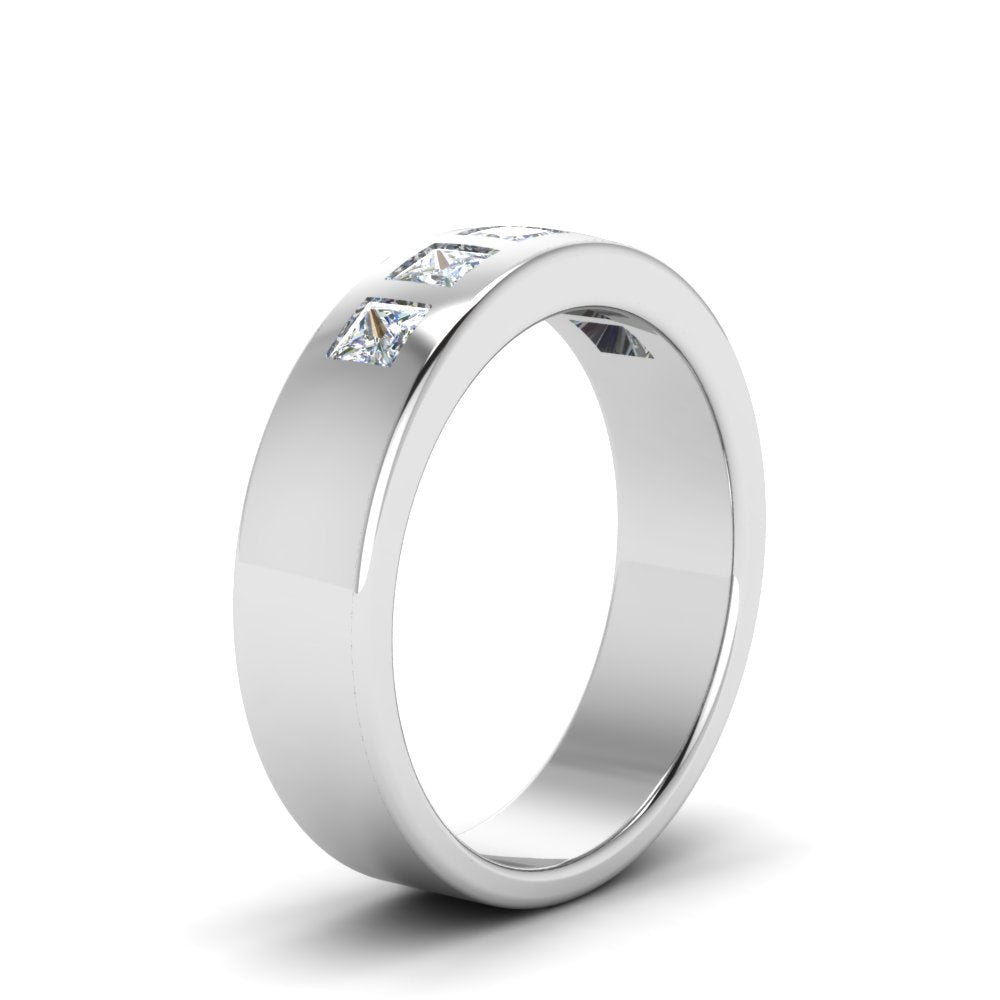 Flat Flush Set Mens Wedding Band