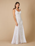 Lara Greta Beaded V-Neck Tulle Wedding Dress with Contrast Lining