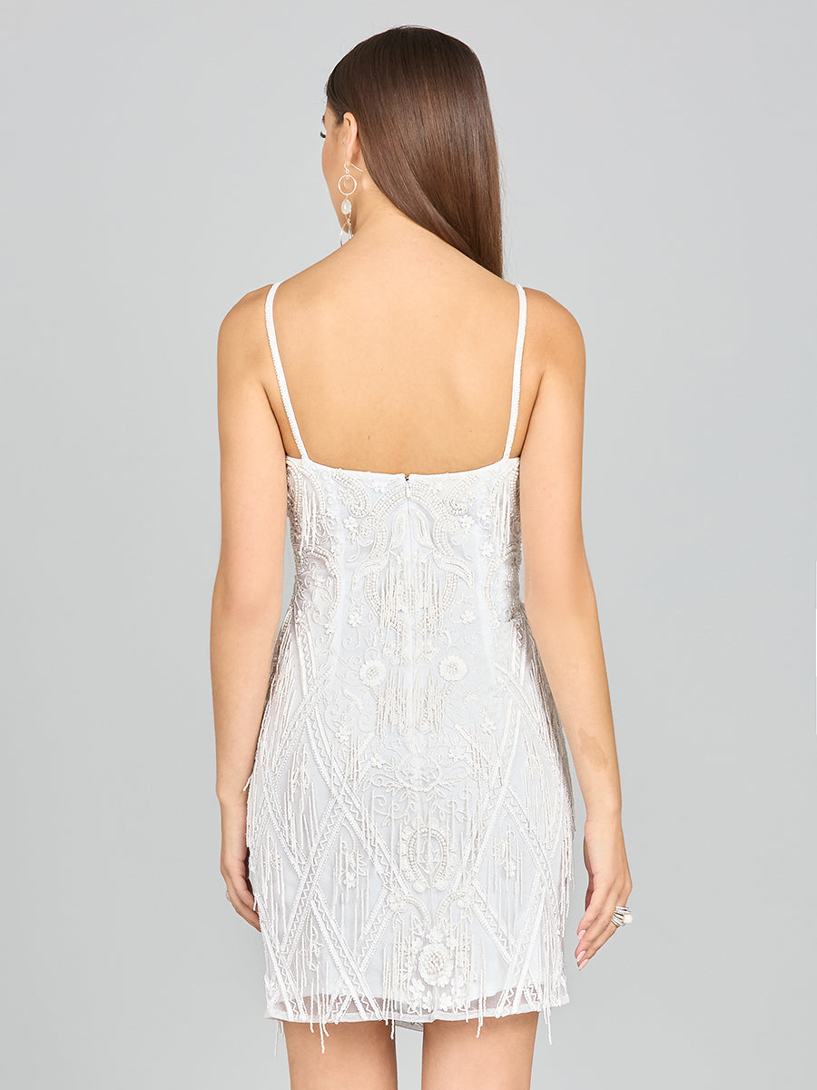 Spaghetti Strap Fringe Bridal Cocktail