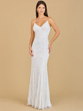 Beaded Spaghetti Strap Mermaid Gown