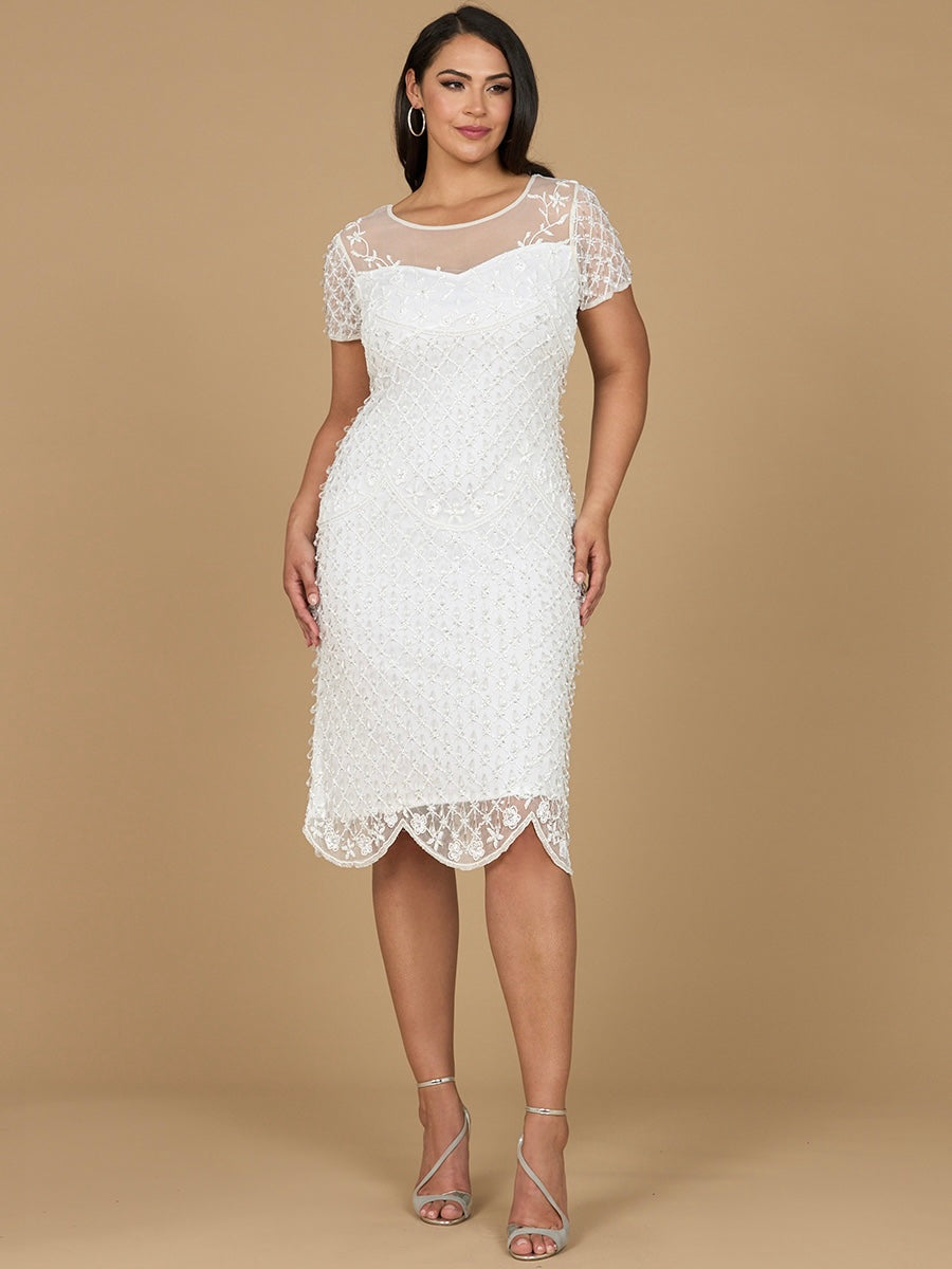 Beaded Midi Dress with Cap Sleeves