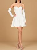 Bridal Strapless A-line Cocktail with Fingerless Gloves