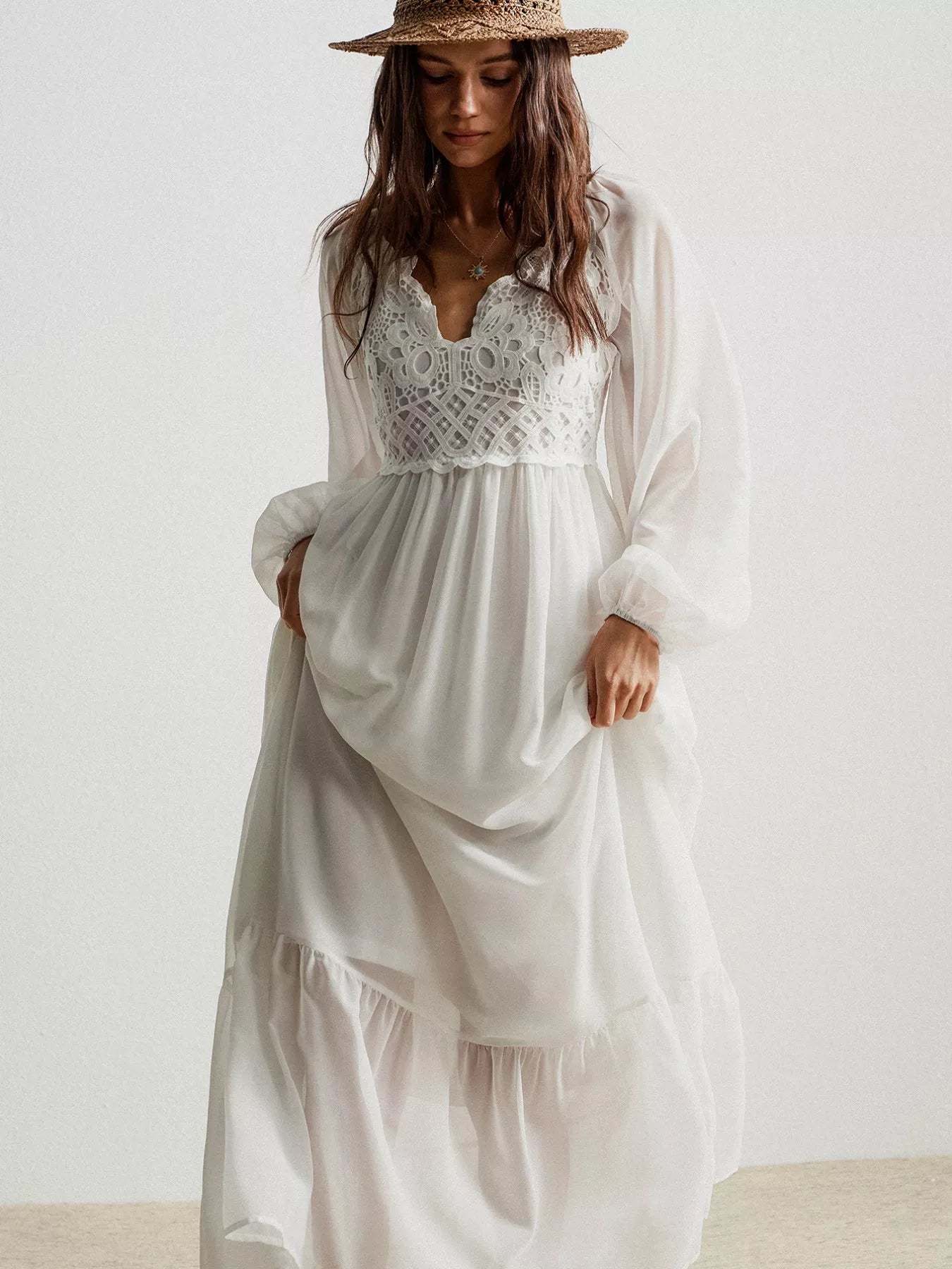 Boho Chic Crochet Lace Maxi Dress