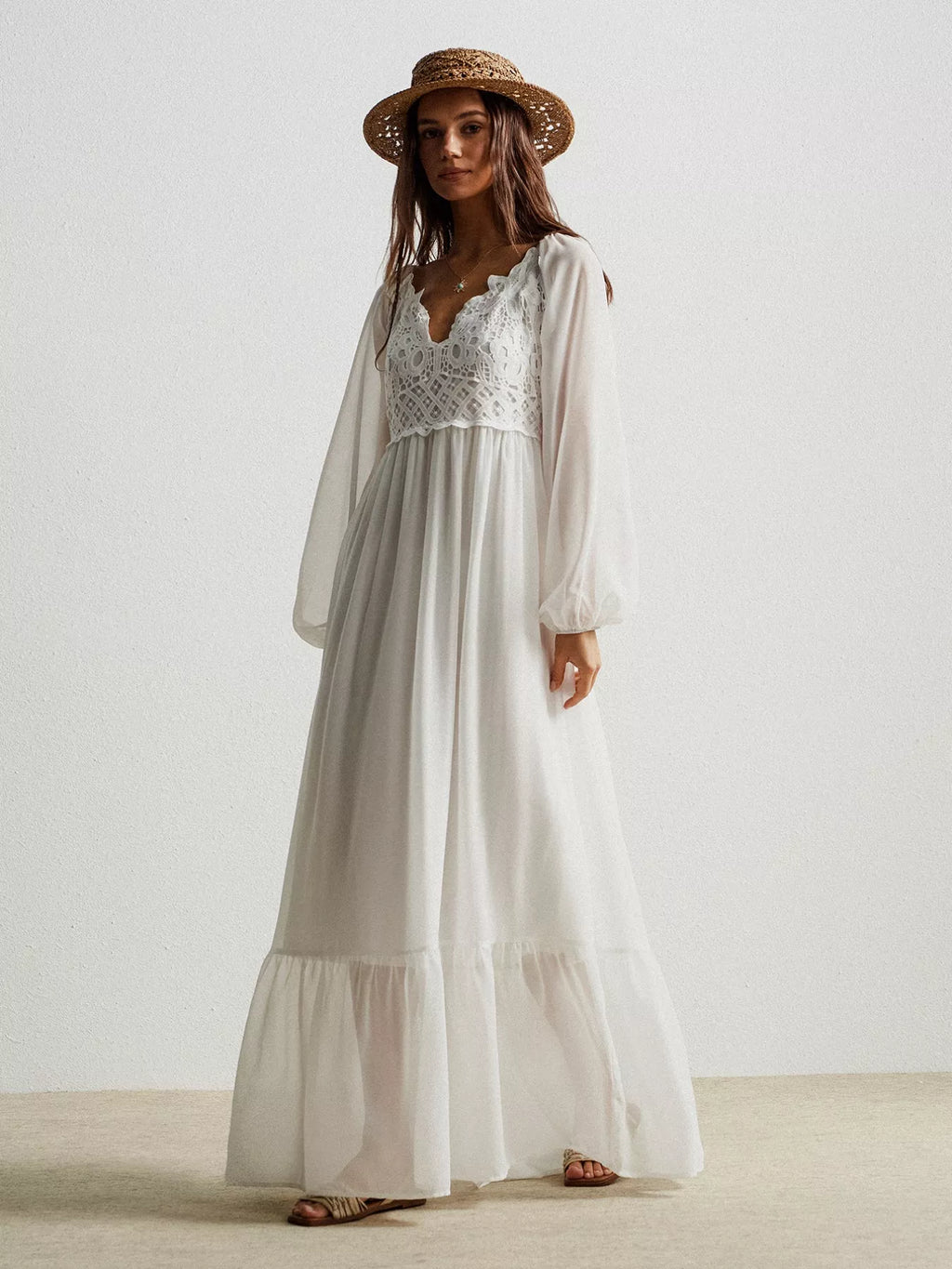 Boho Chic Crochet Lace Maxi Dress