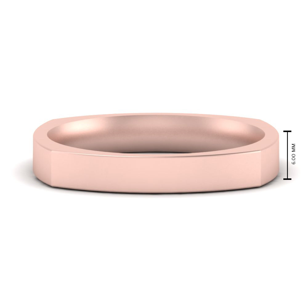4 mm Square Comfort Fit Mens Wedding Band