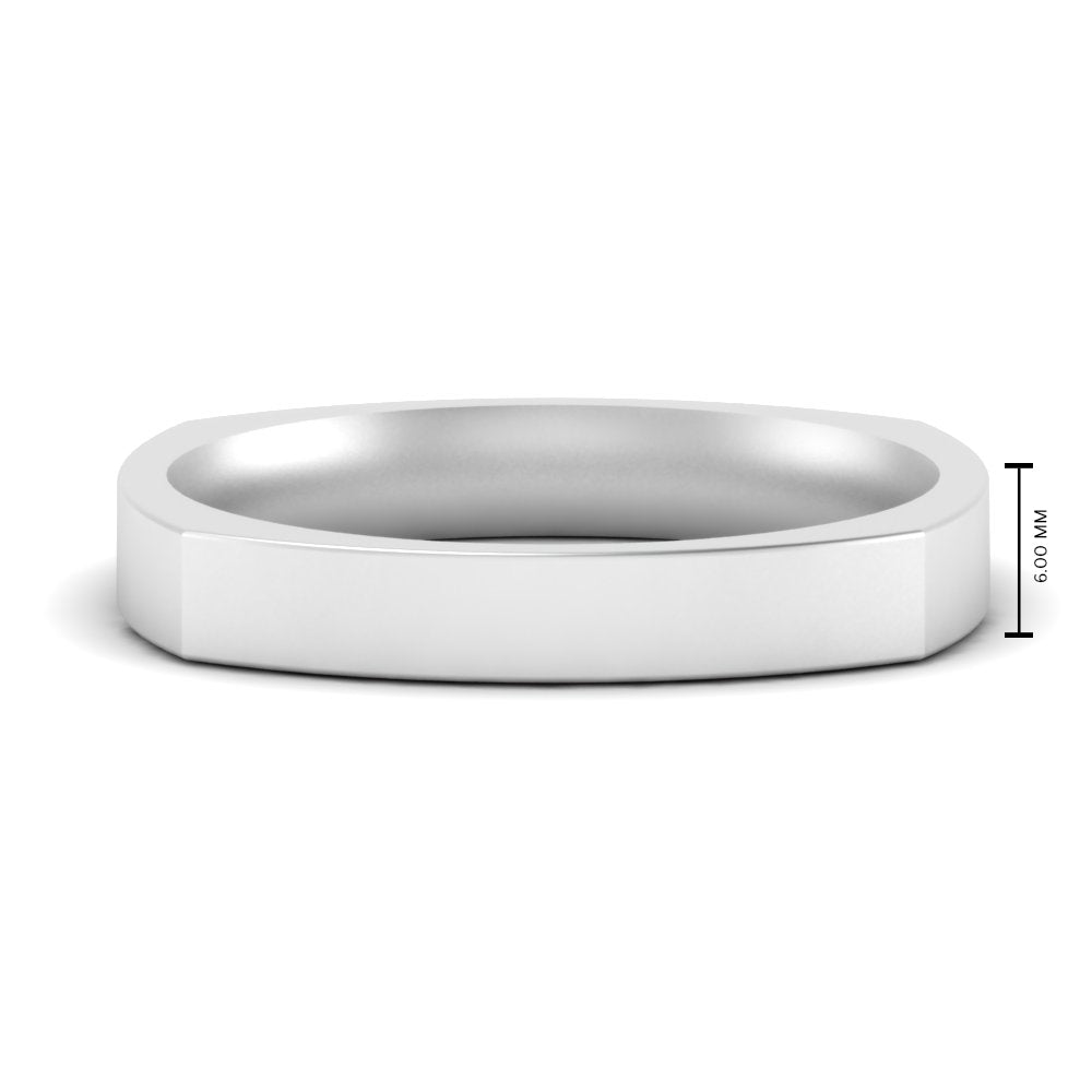 4 mm Square Comfort Fit Mens Wedding Band