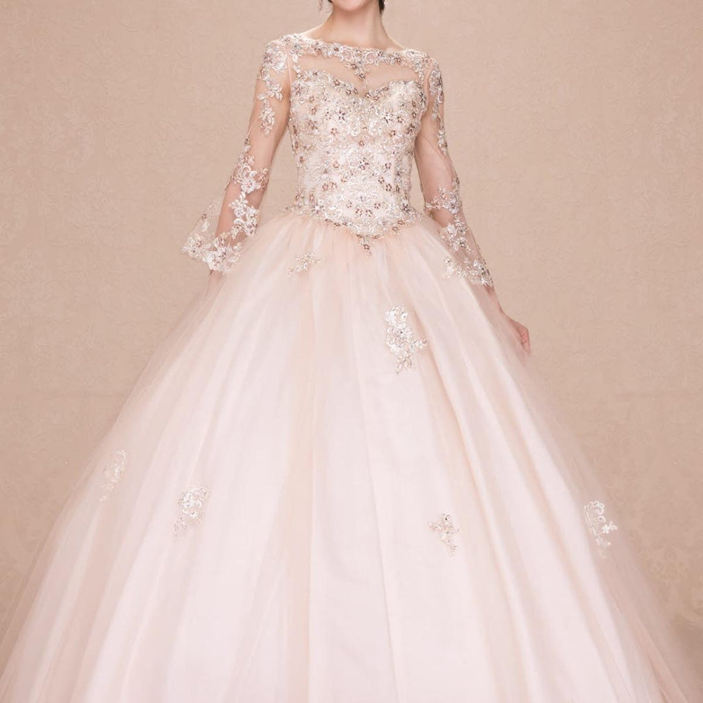 (LIVE 2) Boat Neckline Quinceanera w/ Bell Sleeves