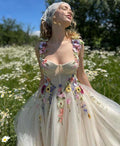 Elegant Light Champagne Tulle Prom Dress