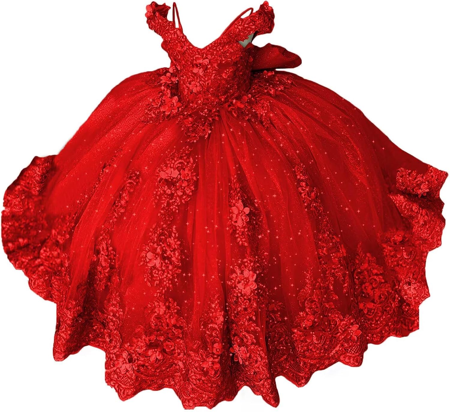 Girls Pageant Dress - Lace Crystal Off Shoulder Ball Gown | AURORE LUXURE