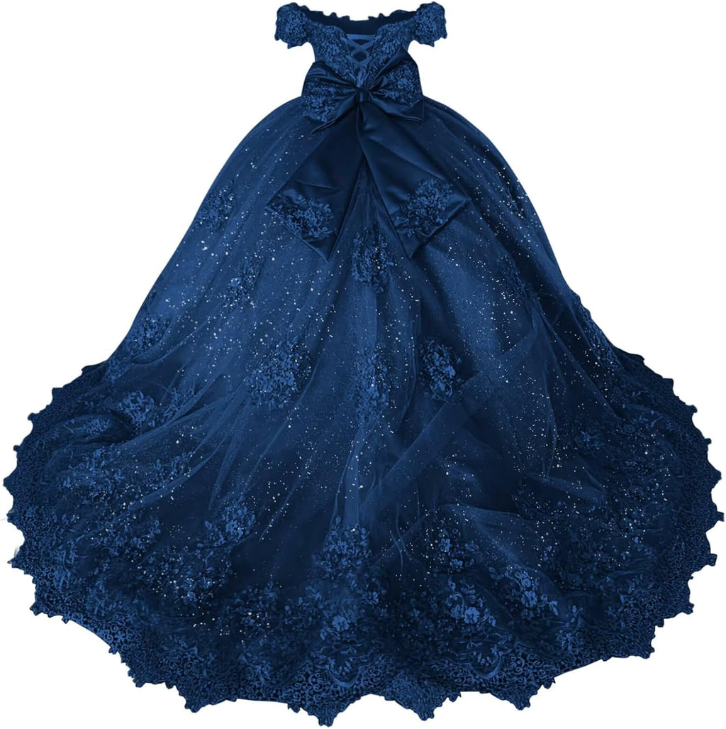 Girls Pageant Dress - Lace Crystal Off Shoulder Ball Gown | AURORE LUXURE