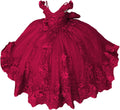 Girls Pageant Dress - Lace Crystal Off Shoulder Ball Gown | AURORE LUXURE
