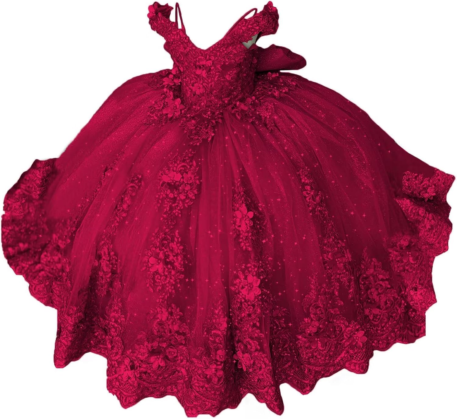 Girls Pageant Dress - Lace Crystal Off Shoulder Ball Gown | AURORE LUXURE