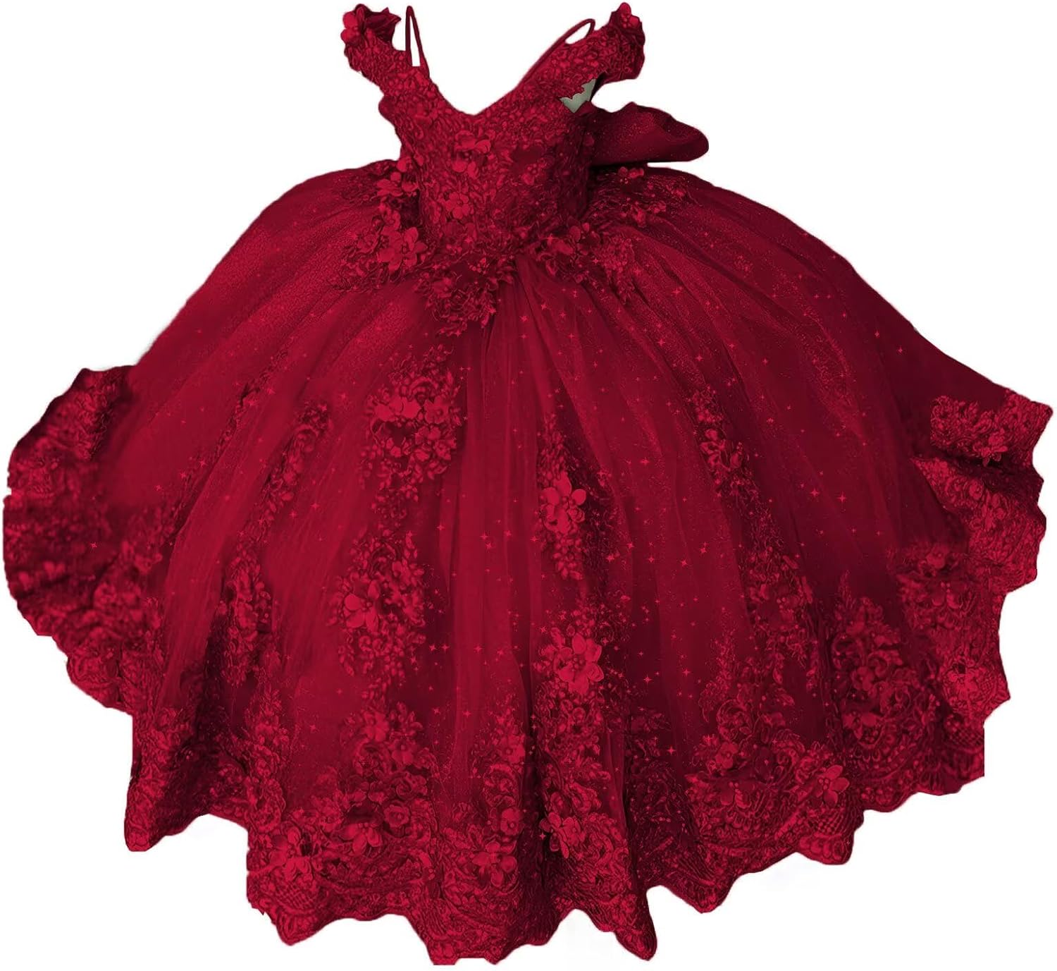 Girls Pageant Dress - Lace Crystal Off Shoulder Ball Gown | AURORE LUXURE