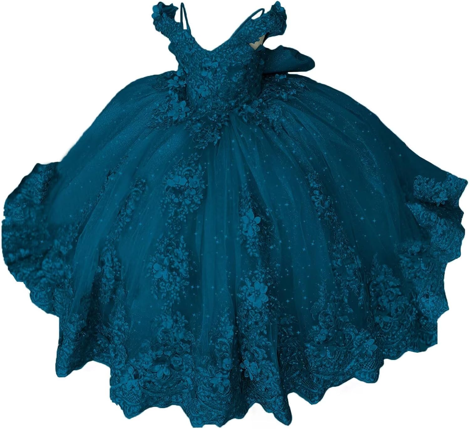Girls Pageant Dress - Lace Crystal Off Shoulder Ball Gown | AURORE LUXURE