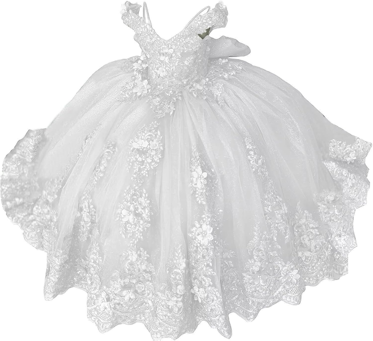 Girls Pageant Dress - Lace Crystal Off Shoulder Ball Gown | AURORE LUXURE