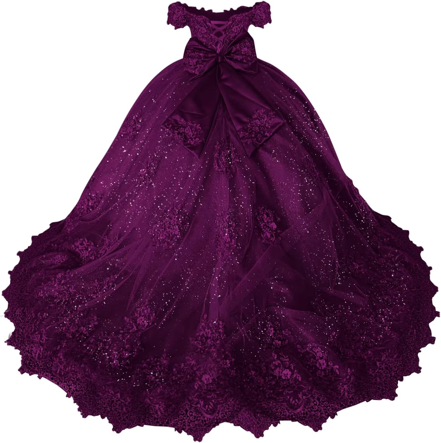 Girls Pageant Dress - Lace Crystal Off Shoulder Ball Gown | AURORE LUXURE