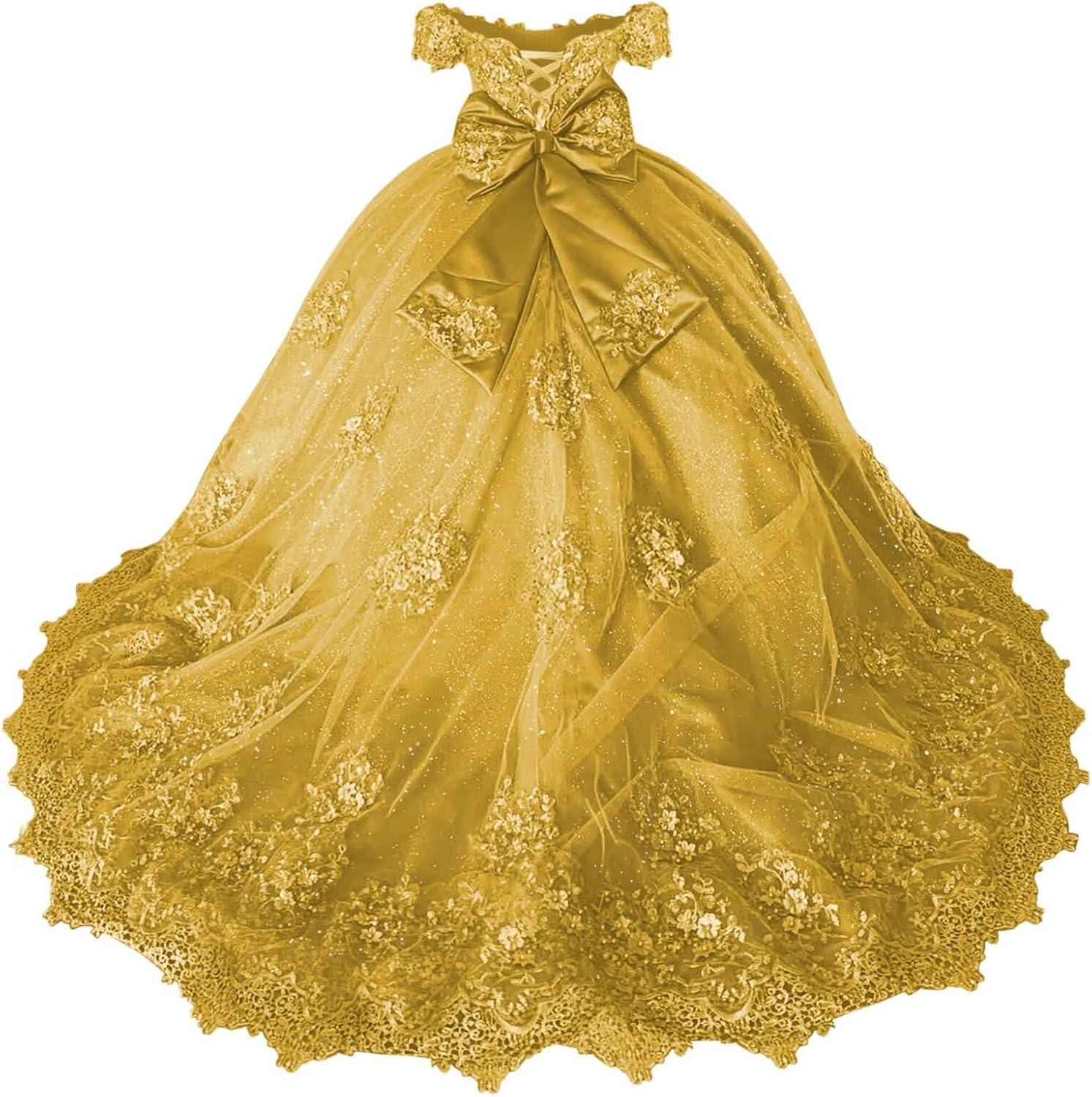 Girls Pageant Dress - Lace Crystal Off Shoulder Ball Gown | AURORE LUXURE