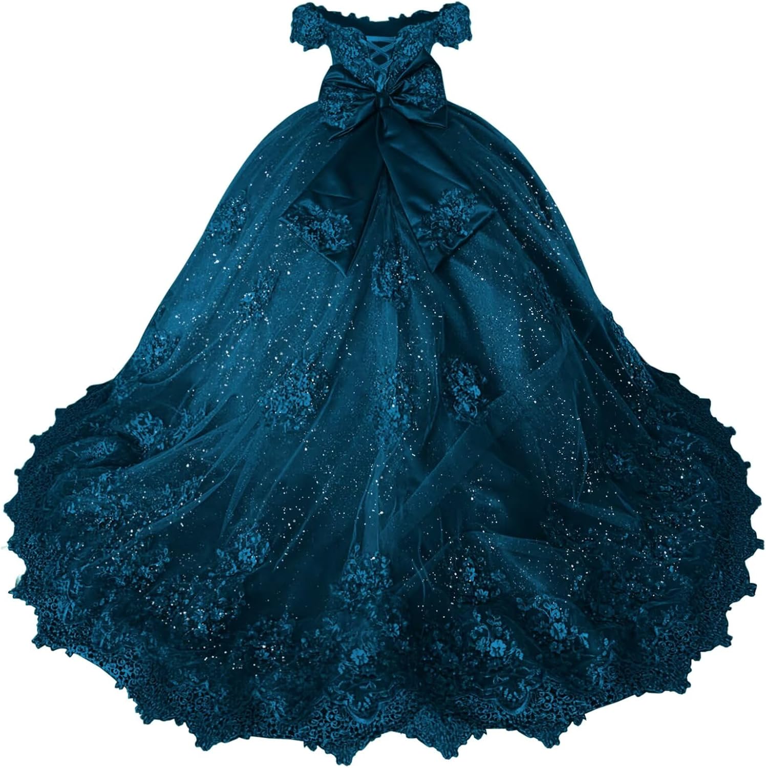 Girls Pageant Dress - Lace Crystal Off Shoulder Ball Gown | AURORE LUXURE