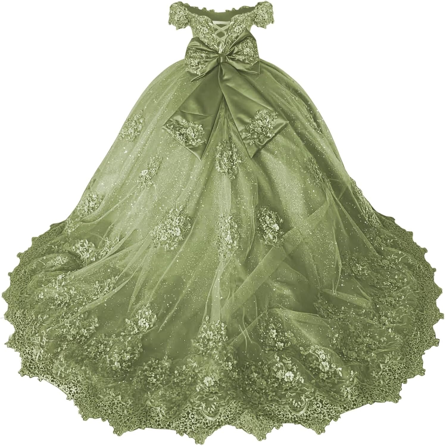 Girls Pageant Dress - Lace Crystal Off Shoulder Ball Gown | AURORE LUXURE