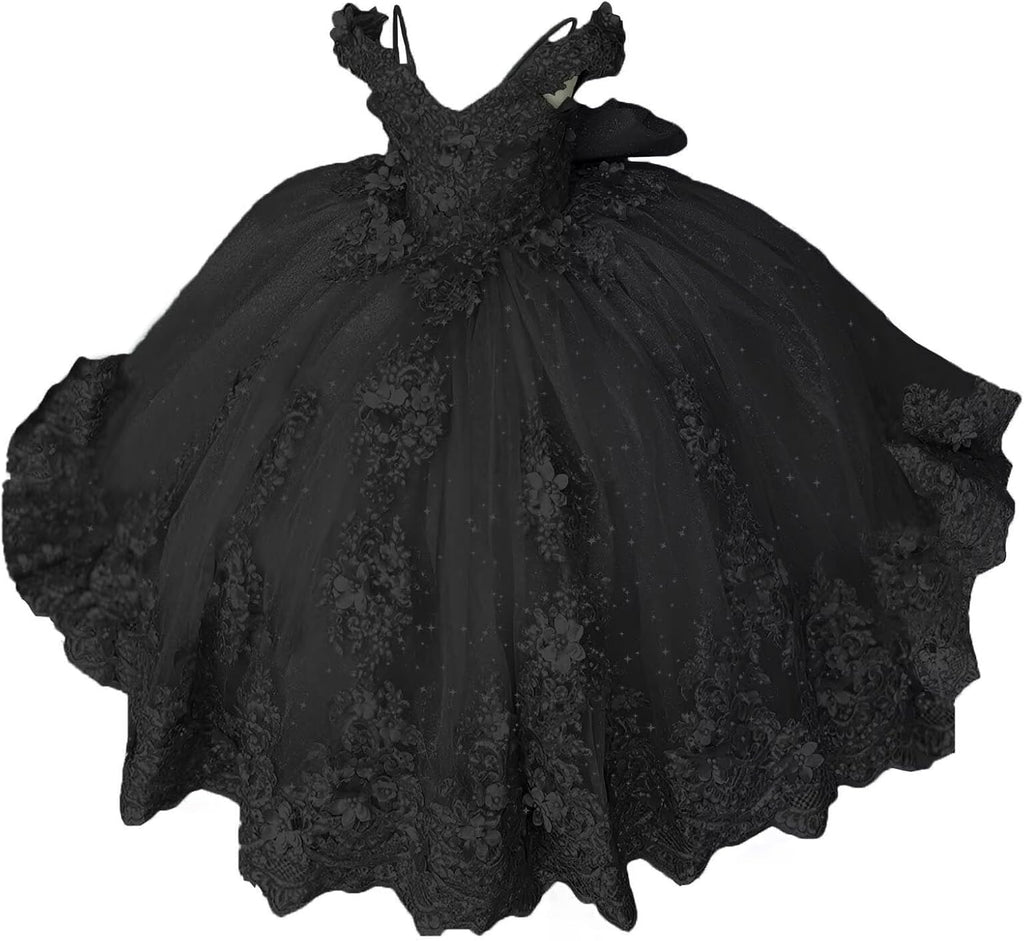 Girls Pageant Dress - Lace Crystal Off Shoulder Ball Gown | AURORE LUXURE
