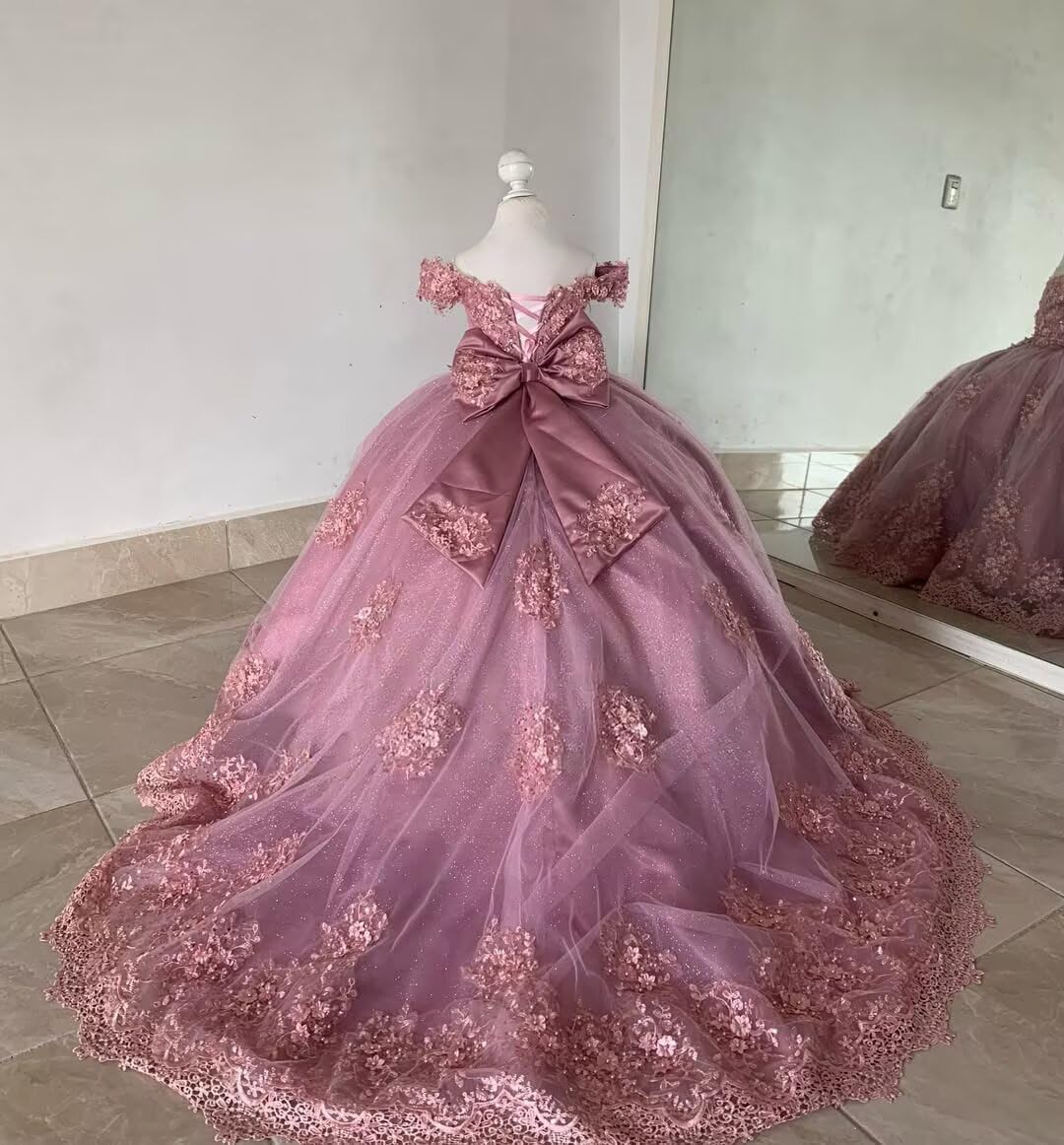 Girls Pageant Dress - Lace Crystal Off Shoulder Ball Gown | AURORE LUXURE