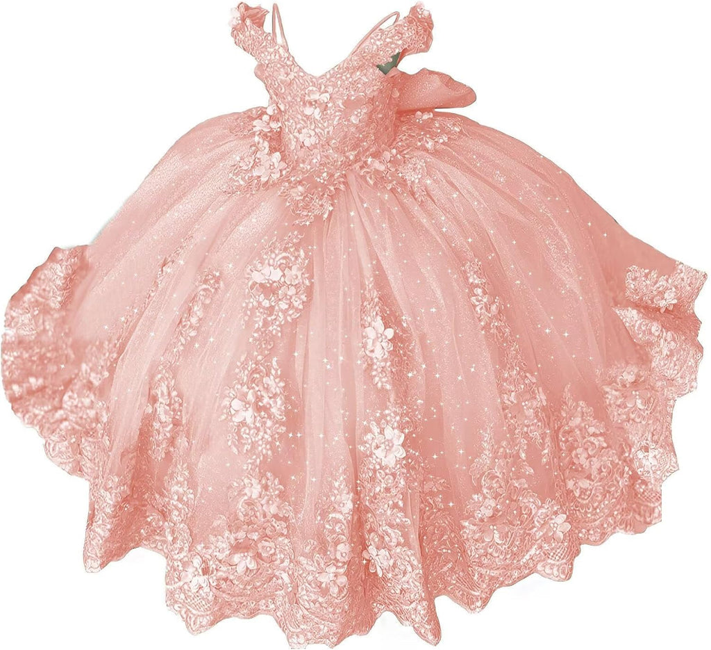 Girls Pageant Dress - Lace Crystal Off Shoulder Ball Gown | AURORE LUXURE