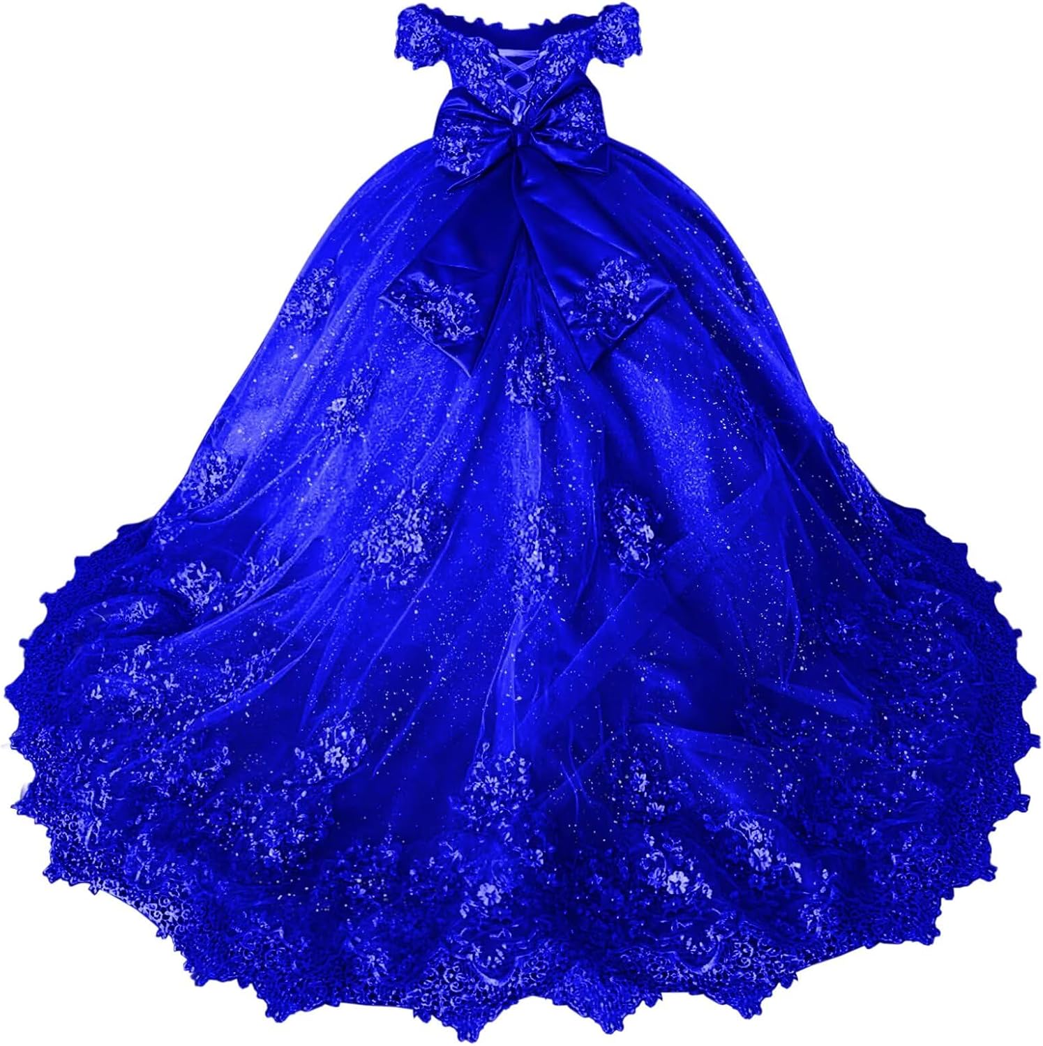 Girls Pageant Dress - Lace Crystal Off Shoulder Ball Gown | AURORE LUXURE