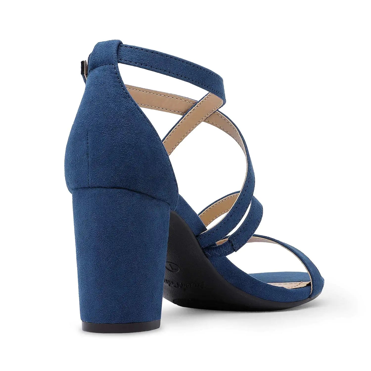 DREAM PAIRS Women’s Ankle Strap Dress Pump Low Chunky Heel Sandals 11 Navy/Suede - # GIAA73210004