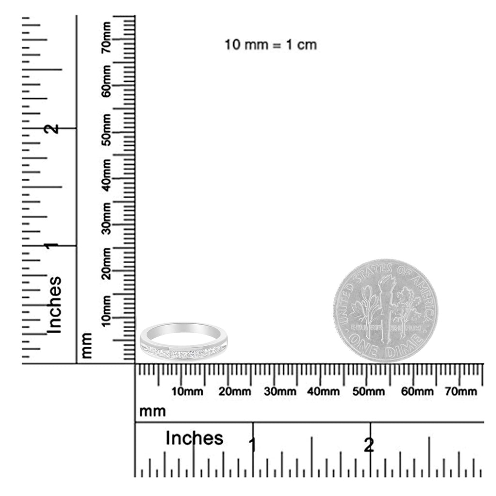 .925 Sterling Silver 1/2 Cttw Princess-Cut Diamond Channel-Set Half-Eternity Wedding or Anniversary Band Ring (H-I Color, I2 Clarity) by Infinite Jewels