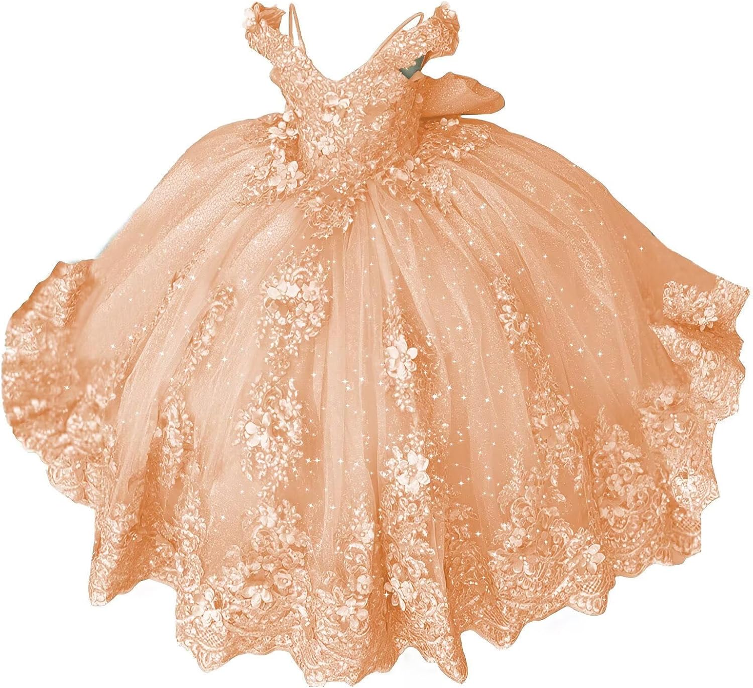 Girls Pageant Dress - Lace Crystal Off Shoulder Ball Gown | AURORE LUXURE