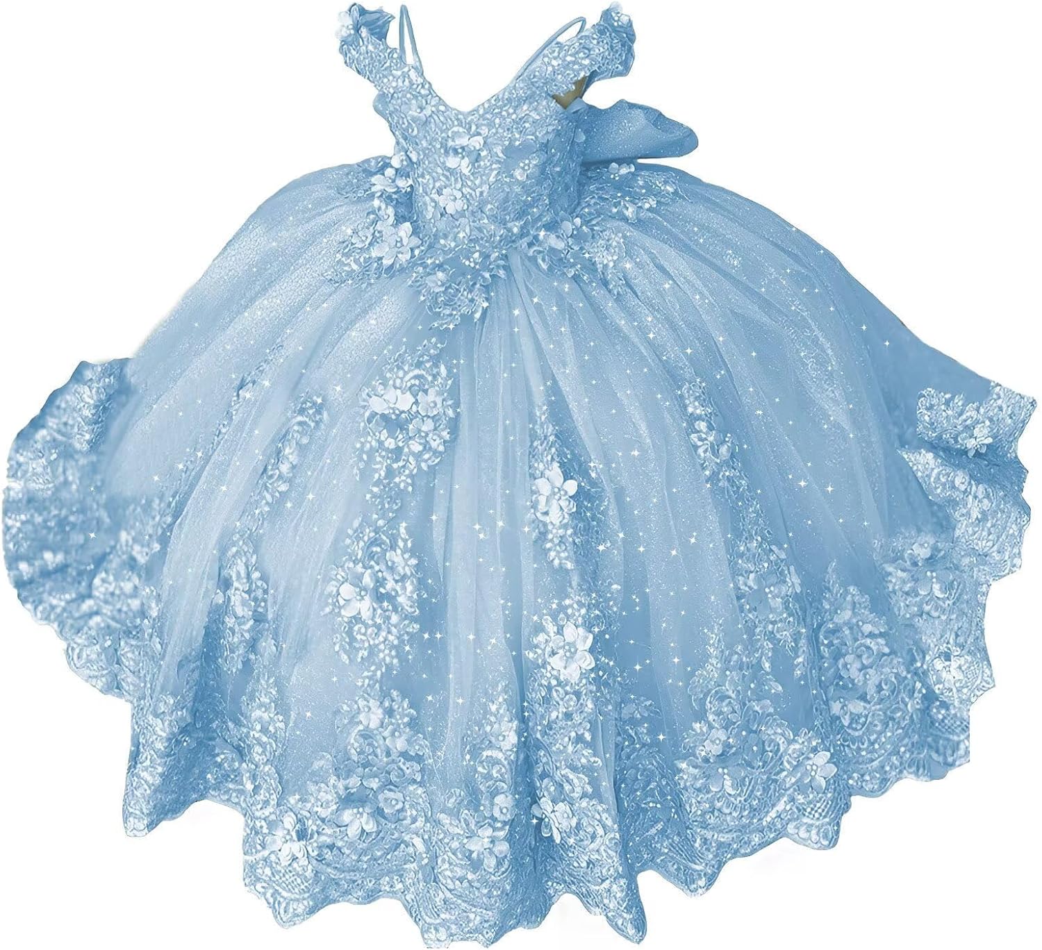 Girls Pageant Dress - Lace Crystal Off Shoulder Ball Gown | AURORE LUXURE