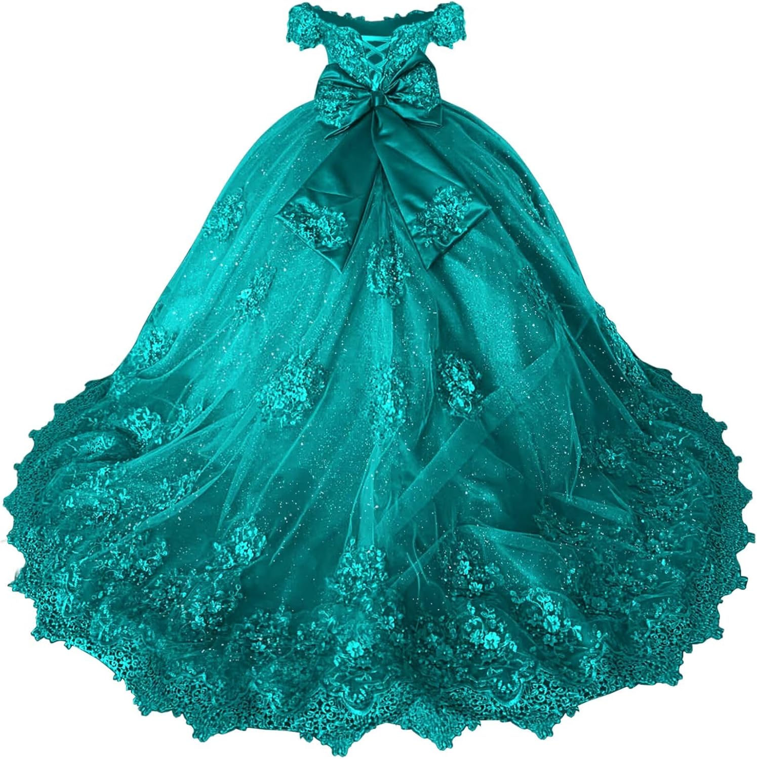 Girls Pageant Dress - Lace Crystal Off Shoulder Ball Gown | AURORE LUXURE